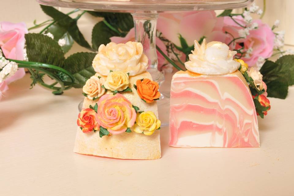 Wedding favour soap cakes