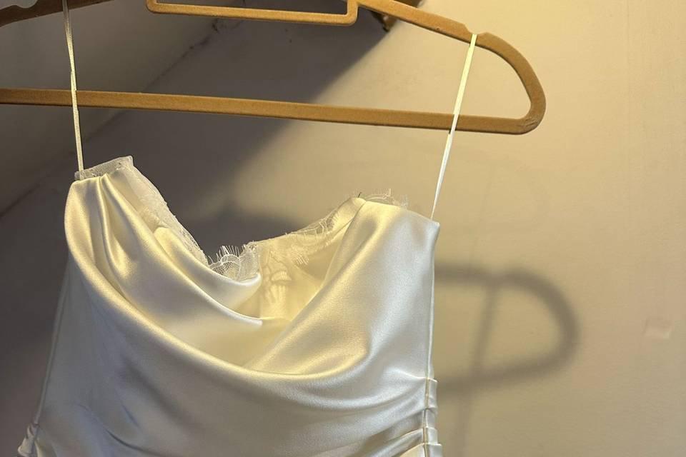 Draped silk satin corset