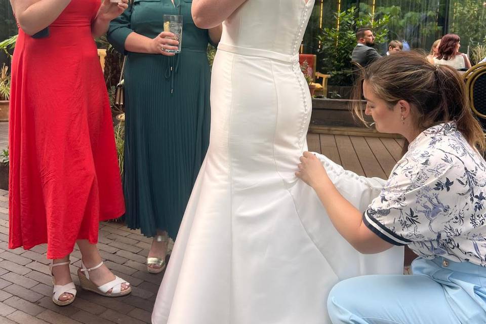 Me helping pin Christine's