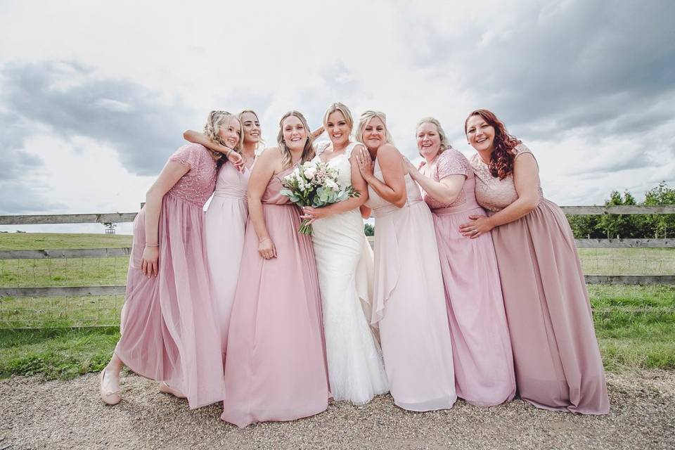 Wedding party in pink dresses