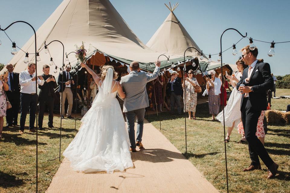 Wedding in cornwall boho tipi