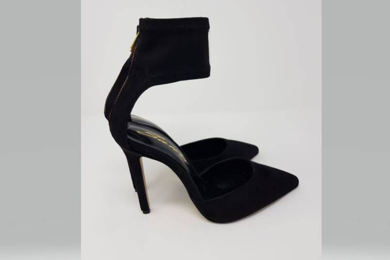 Black Velvet Ankle Strap Heel