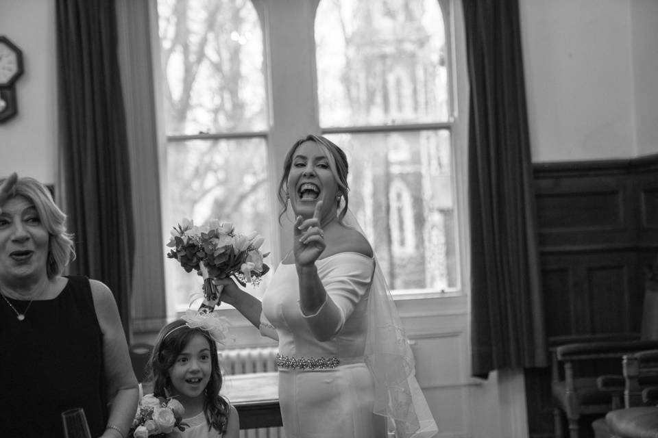 Bride laughter