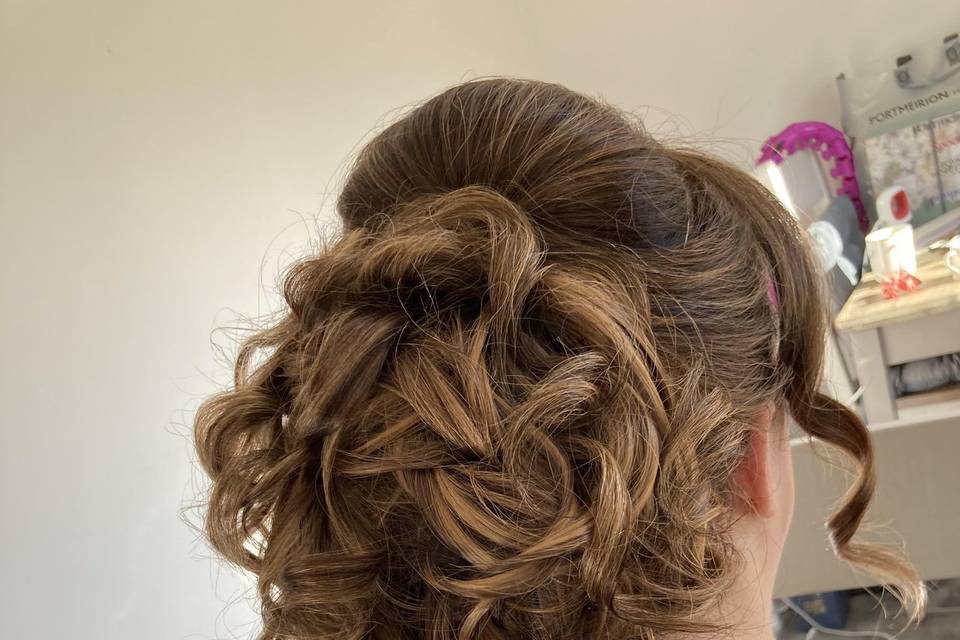 Curly volume updo