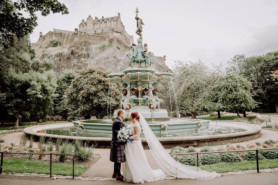 In front of Edinburgh Castle