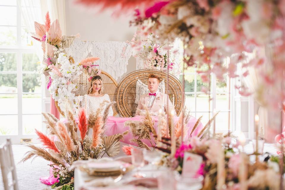 Boho wedding couple