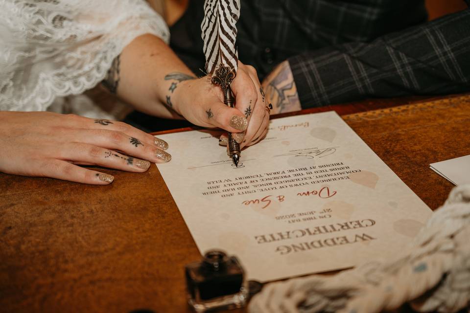 Ceremony bride  signing