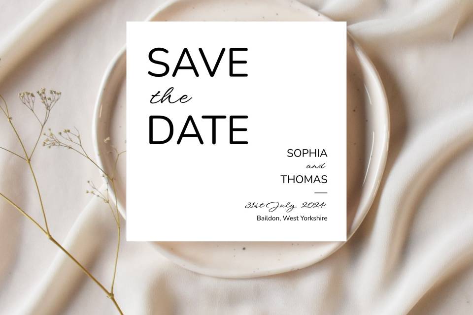 Modern square save the date