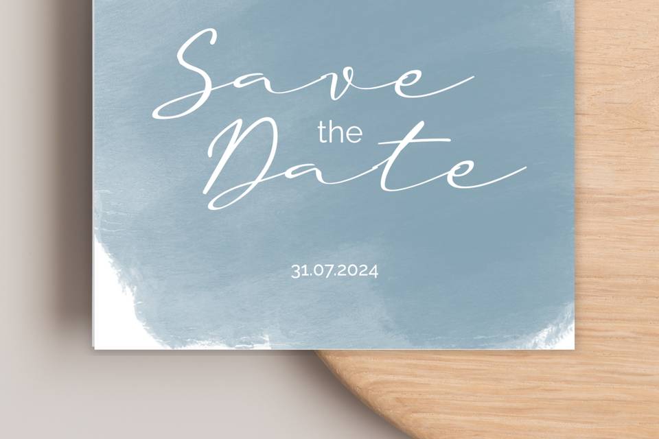 Dusty blue save the date