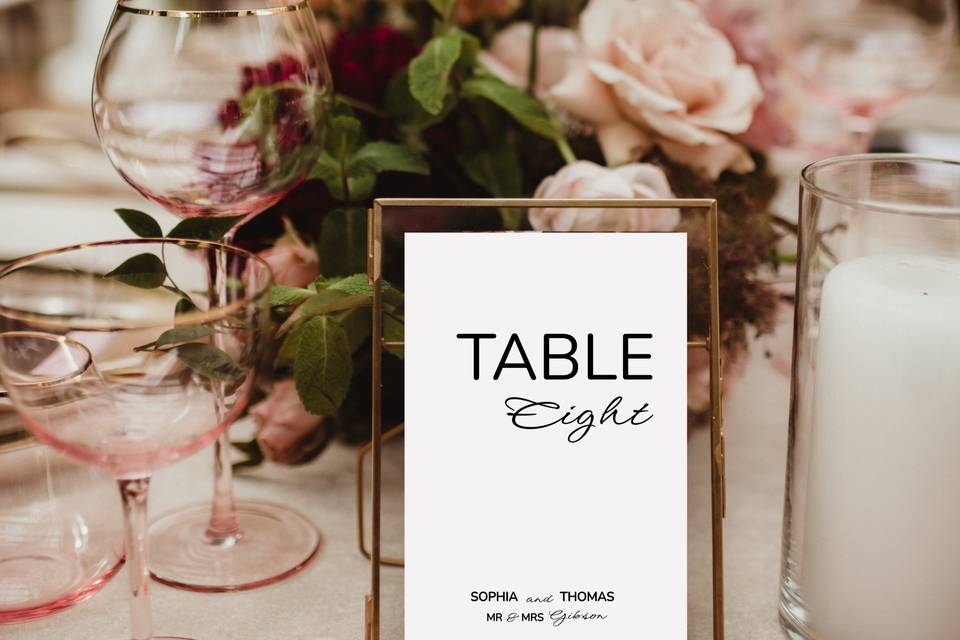 Modern minimalist table number