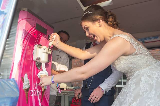 Bride and ice cream van