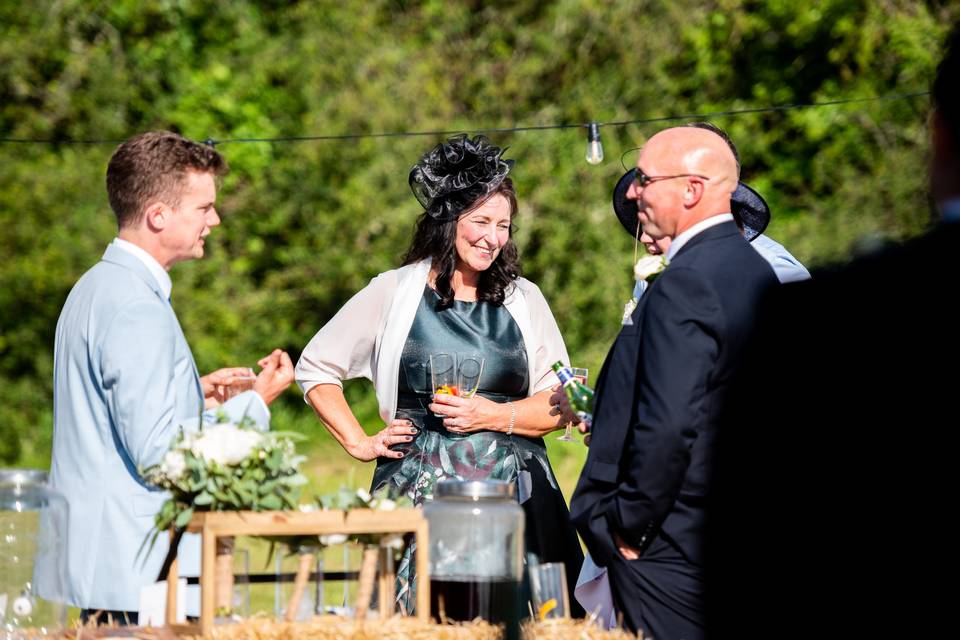 Surrounded by family and green