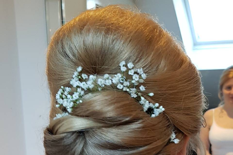 Brides own hair, very fine