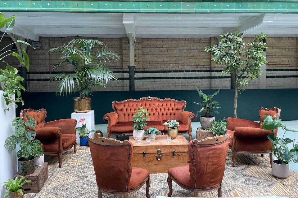 Vintage sofa plant area