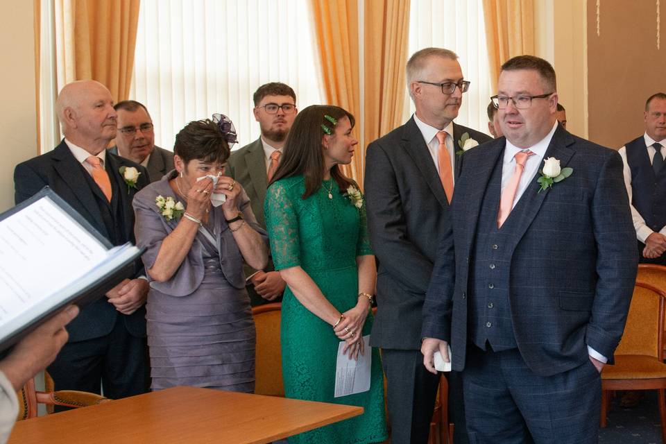 Emotional Groom and Mum