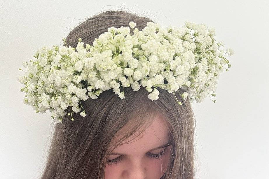 Flower crown on older child