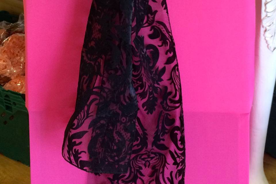 Hot pink and black flock