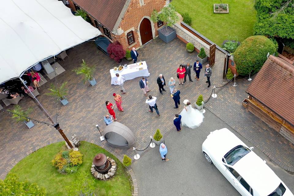 Drone shot of guests