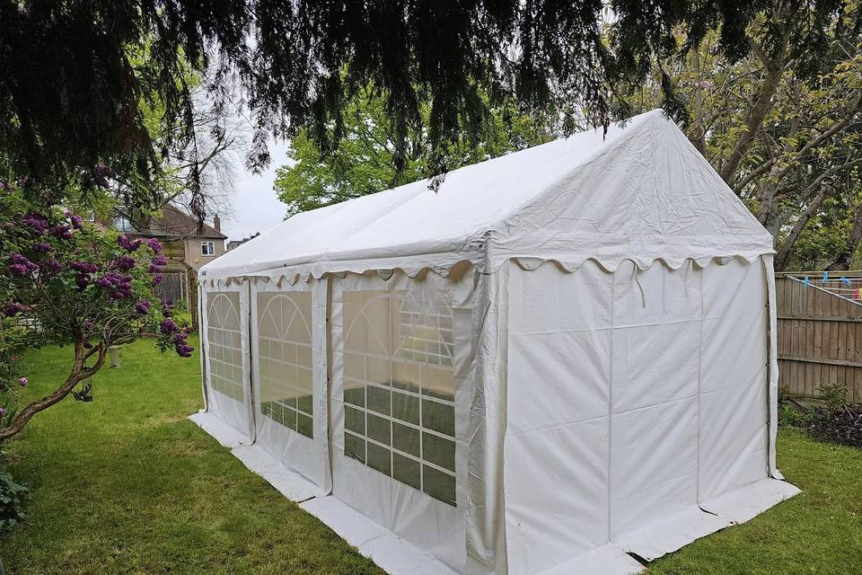 Garden marquee exterior setup