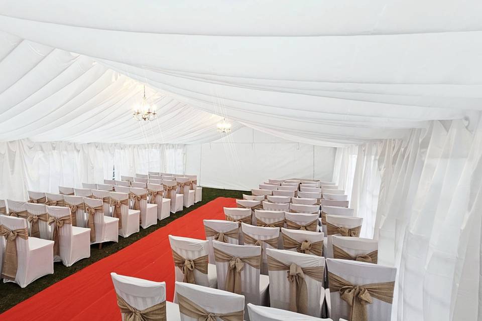 Luxury draped marquee interior