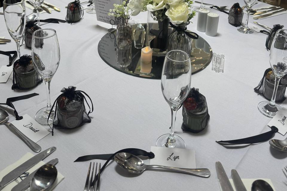 Black and White Sit Down Meal