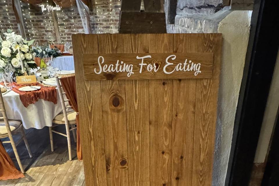 Seating For Eating Wooden Sign