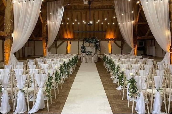 Barn ceremony with draping