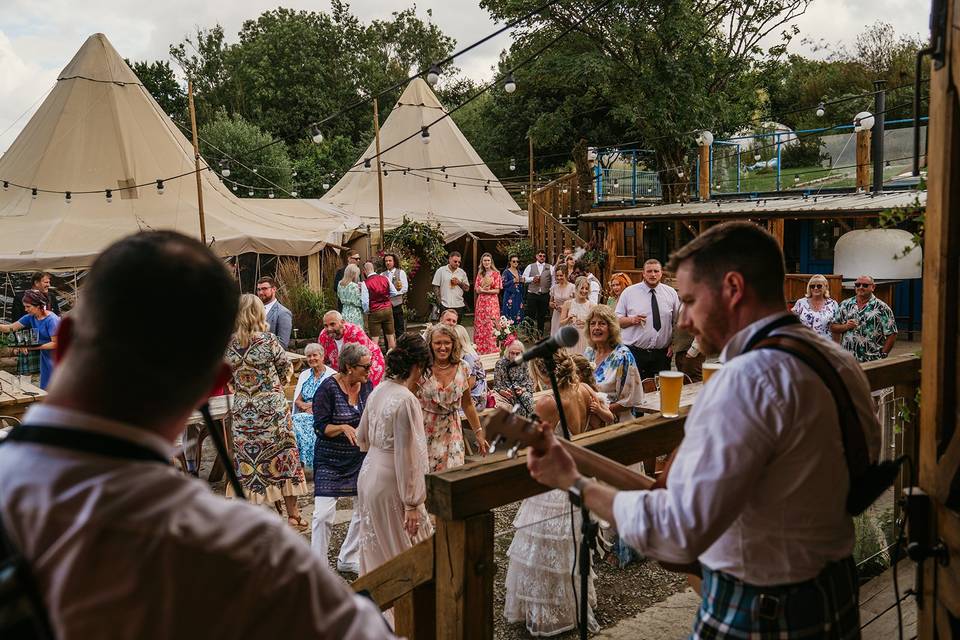 Dancing in the courtyard