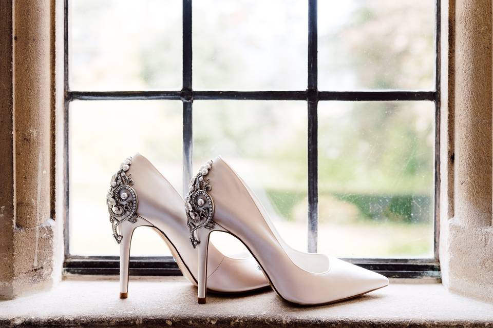 Wedding shoes on display