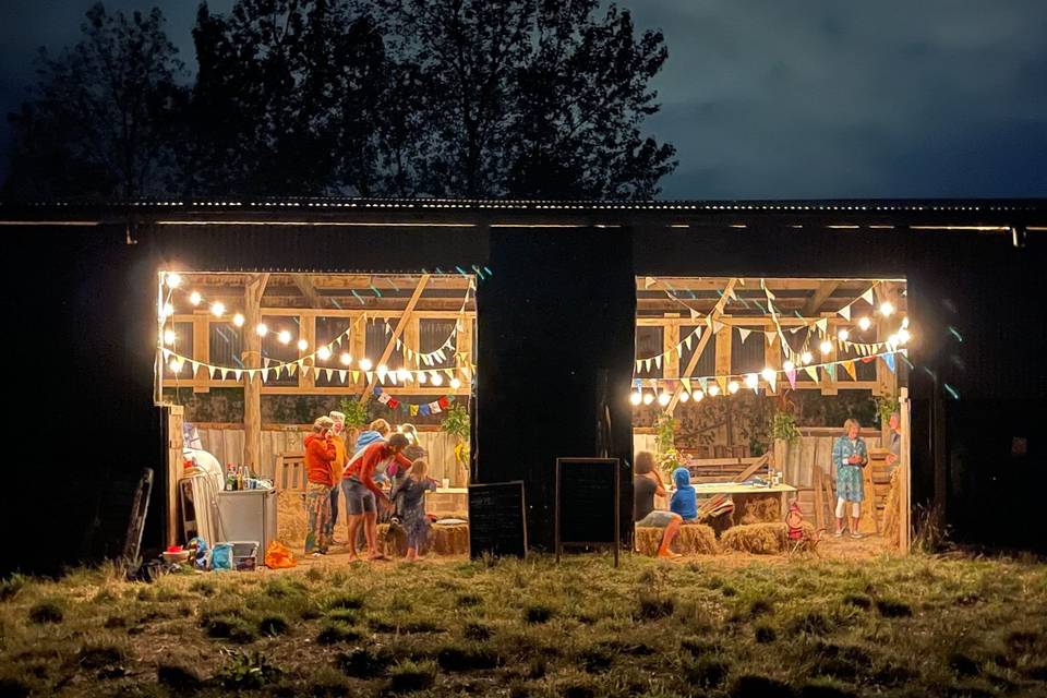 The barn at night