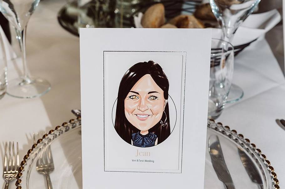 Caricature place cards