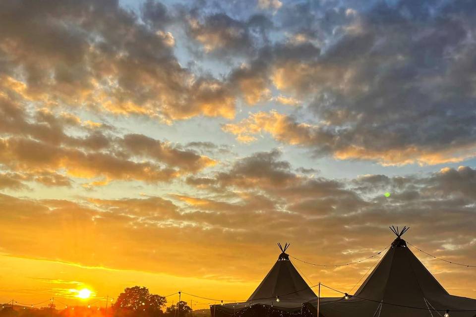 Tipis at sunset