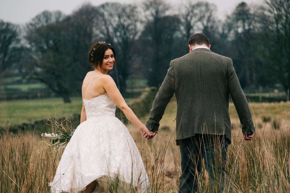 Holding hands in the field