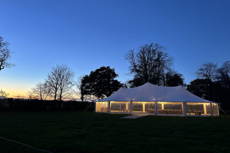 White Stretch Marquee at night