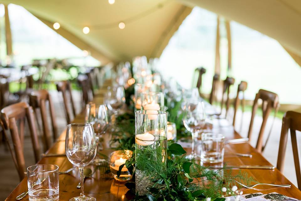 Rustic decor in Stretch Tent