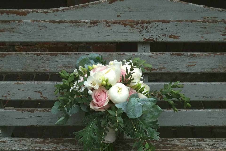 Bridal Bouquet with Roses, Peonies and lots of Greenery