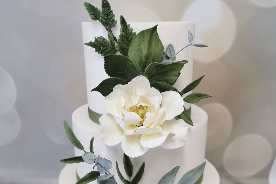 Wedding cake with rose detailing