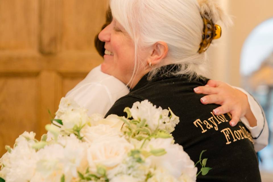 Presenting bridal bouquet
