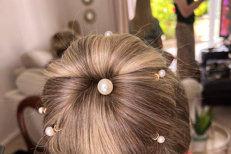 Hair up with pearl pins