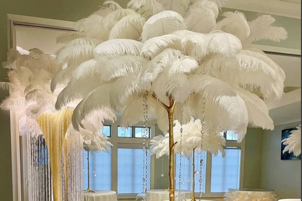 White ostrich feather trees