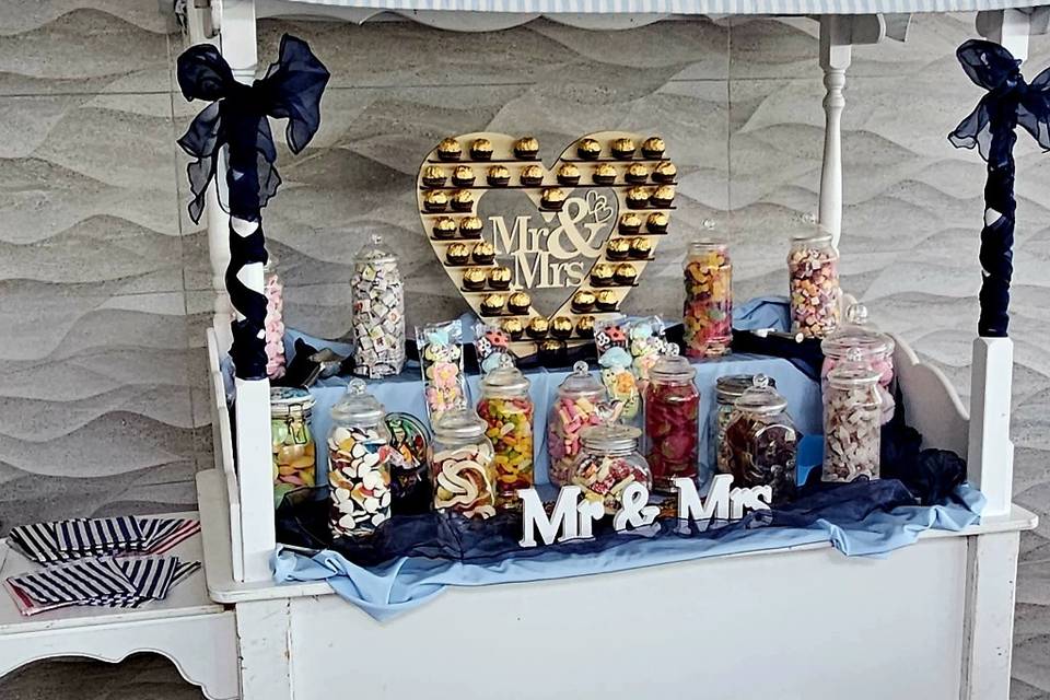 Blue candy cart