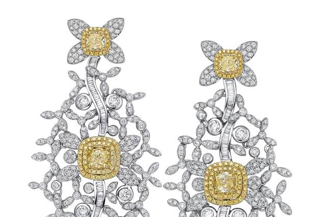 Yellow & White Diamond Earring