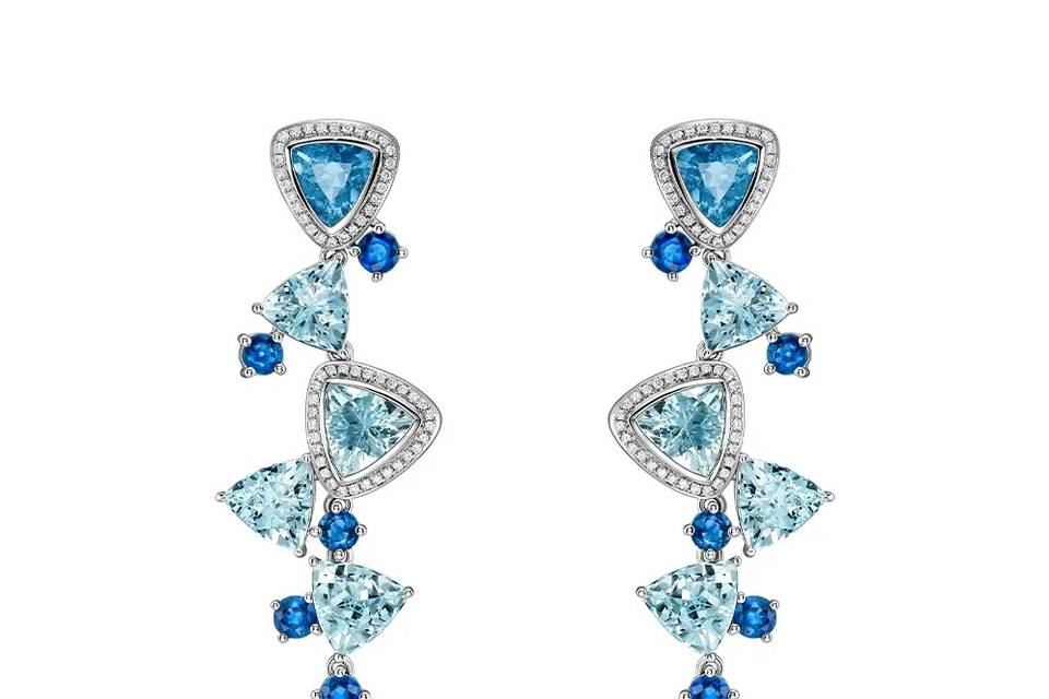 Aquamarine and Diamond Earring