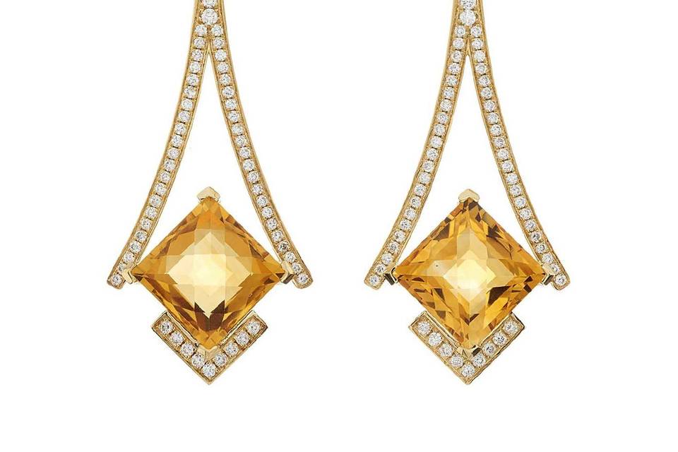 Citrine and Diamond Earrings