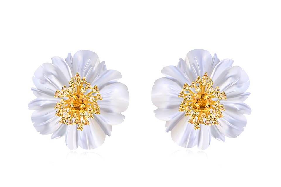 Yellow Diamond & MOP Earrings