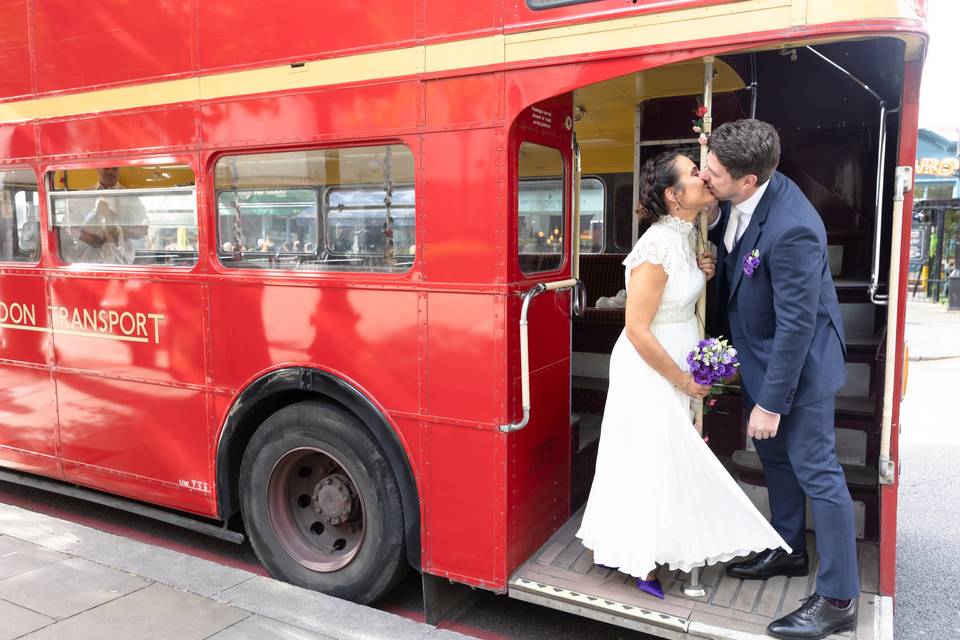 Wedding red bus