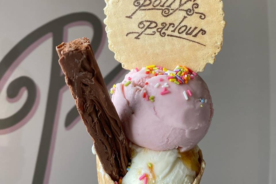 Double scoop with a flake & wa