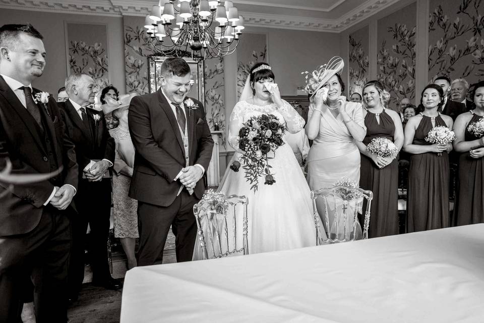 Emotional wedding day moment