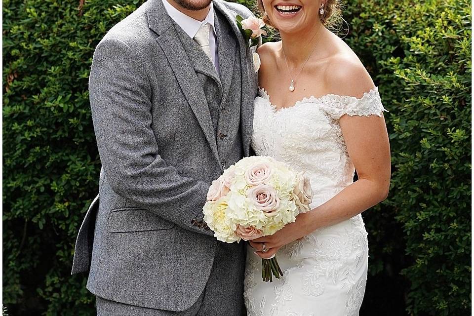 Bride and groom walking