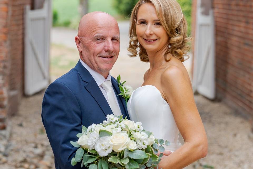 Couple with bouquet